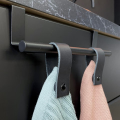 Handdoekstang over keukenkastdeur - Zwart | incl. 2x magneet-lus