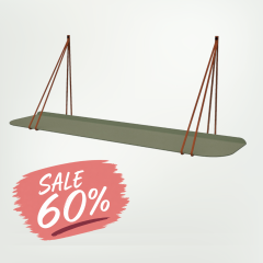 Plank metaal rond - Salie + Leren plankdragers