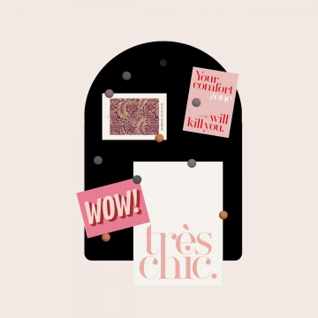 ROMY magneetbord 50x35 - Zwart - magneten 9 stuks Salmon/heather/grey N