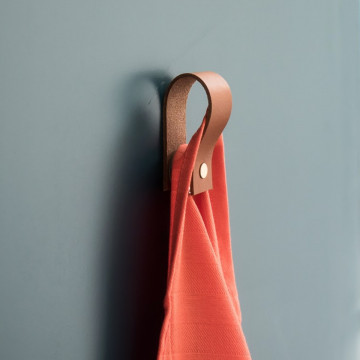 Leren magneet-lus handdoekhouder / Cognac